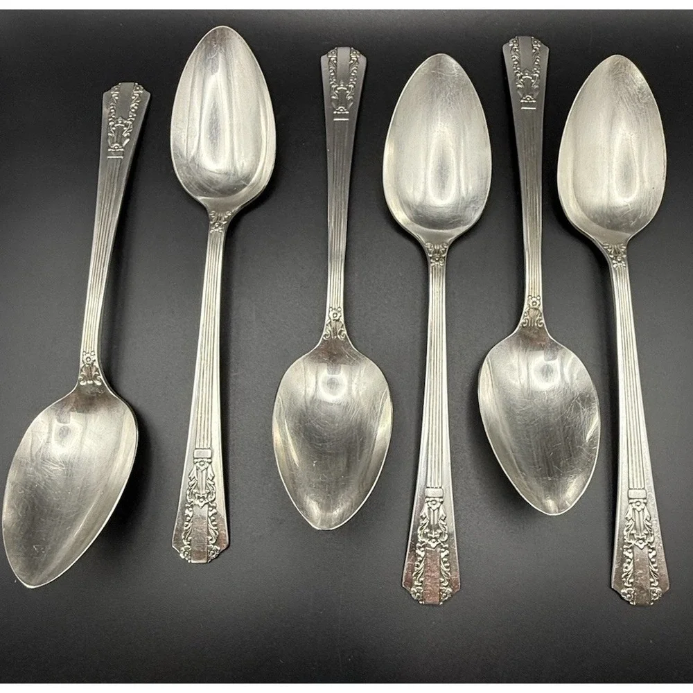 Vintage Oneida Wm A Rogers Silverplate Teaspoon Pattern Avenue 1939 Set 6 Spoon